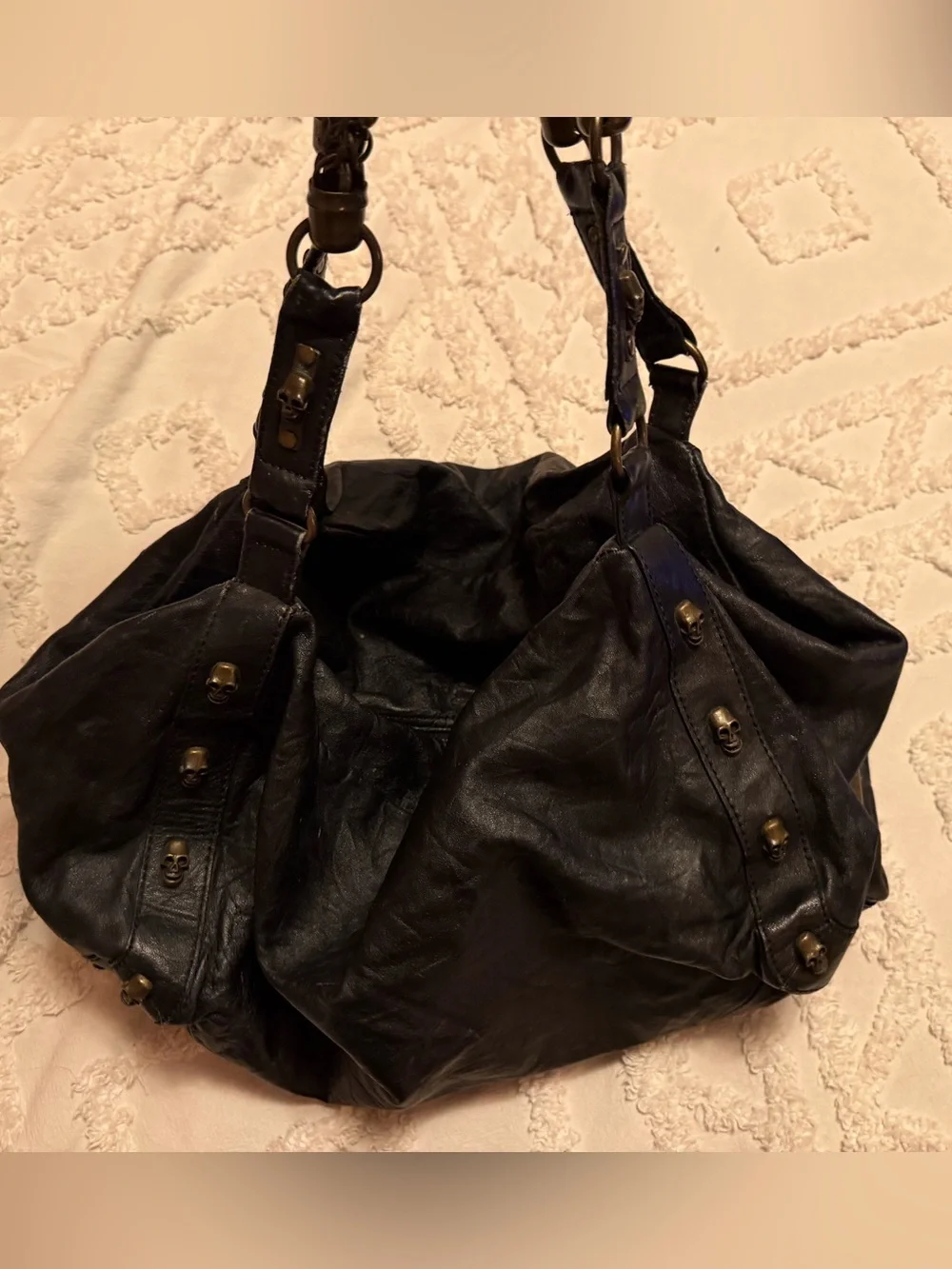 Thomas Wylde Vintage Y2K Black Leather Hobo with Chain Accents Olsen twins